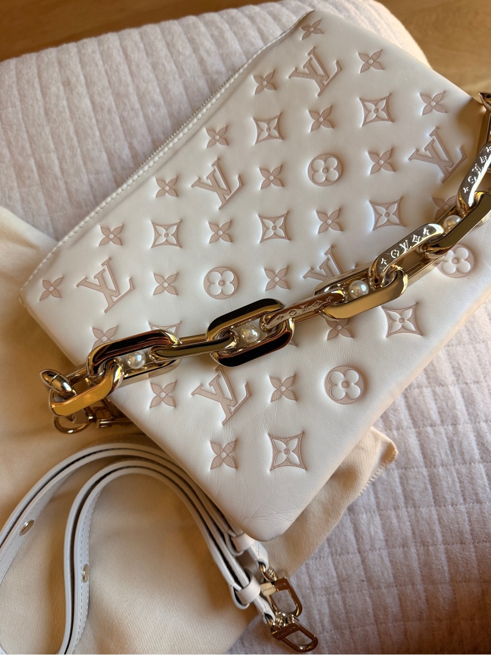 Louis Vuitton Cream Coussin PM